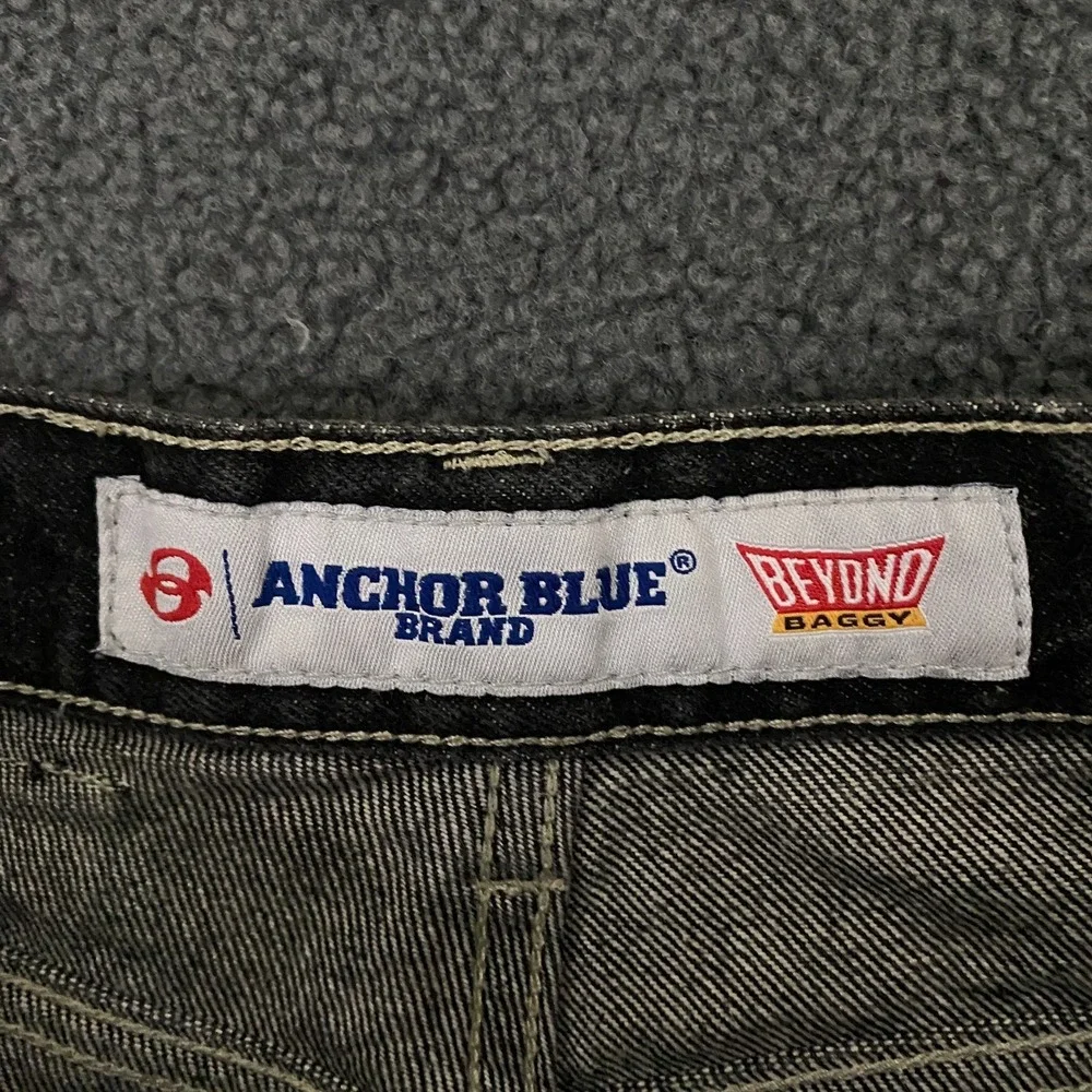 VTG Y2K Anchor Blue Beyond Baggy Jeans FITS 30x30 Black Relaxed Skater Wide Leg